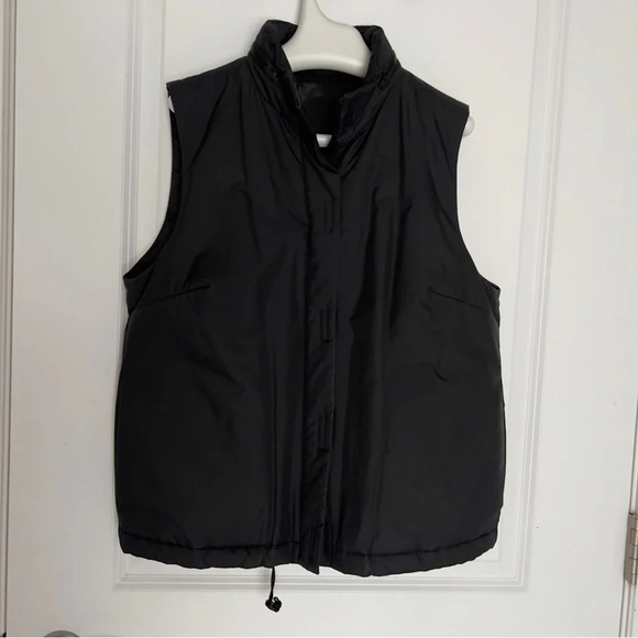 THEORY Zip Front  Vest Hidden Hood Black size L - Picture 1 of 7